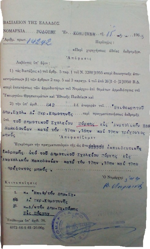 έγκριση εκδρομής